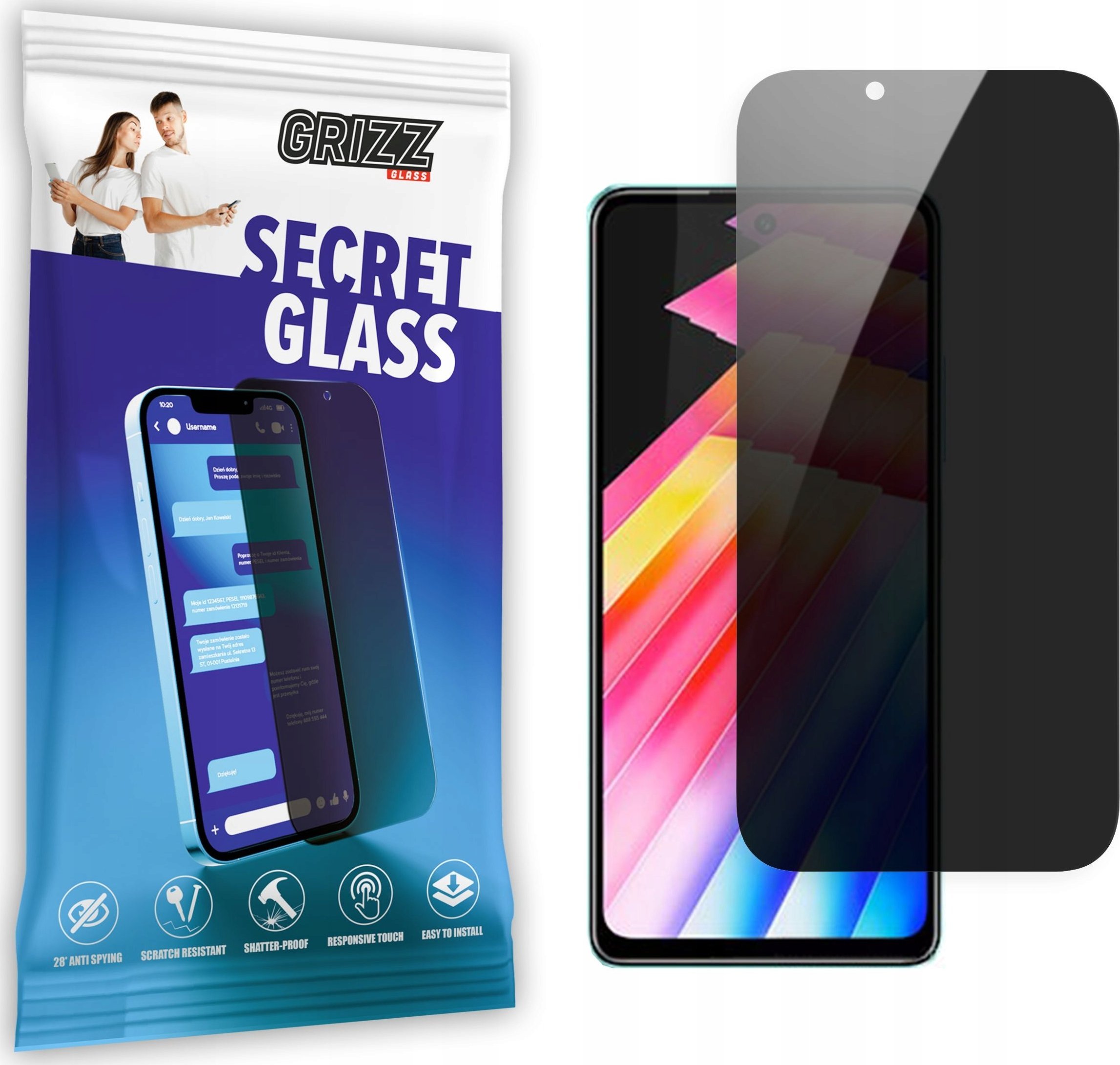 GrizzGlass Szkło prywatyzujące GrizzGlass SecretGlass do Infinix Hot 30