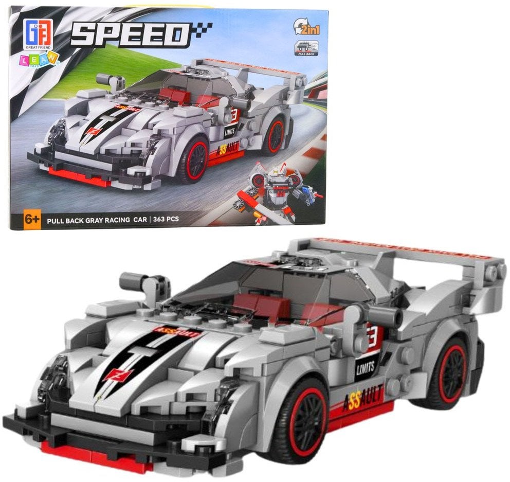 Klocki Konstrukcyjne Auto Sportowe Robot 2w1 Szary 363 el.