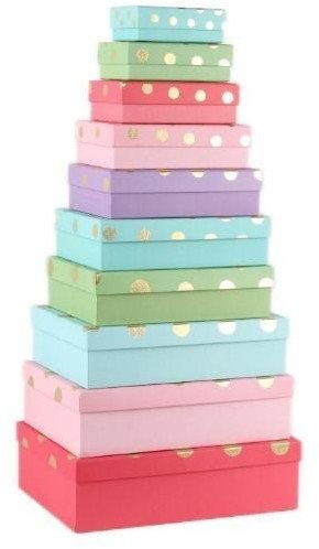 Pudełko prezentowe 10szt kropka mix ROZETTE