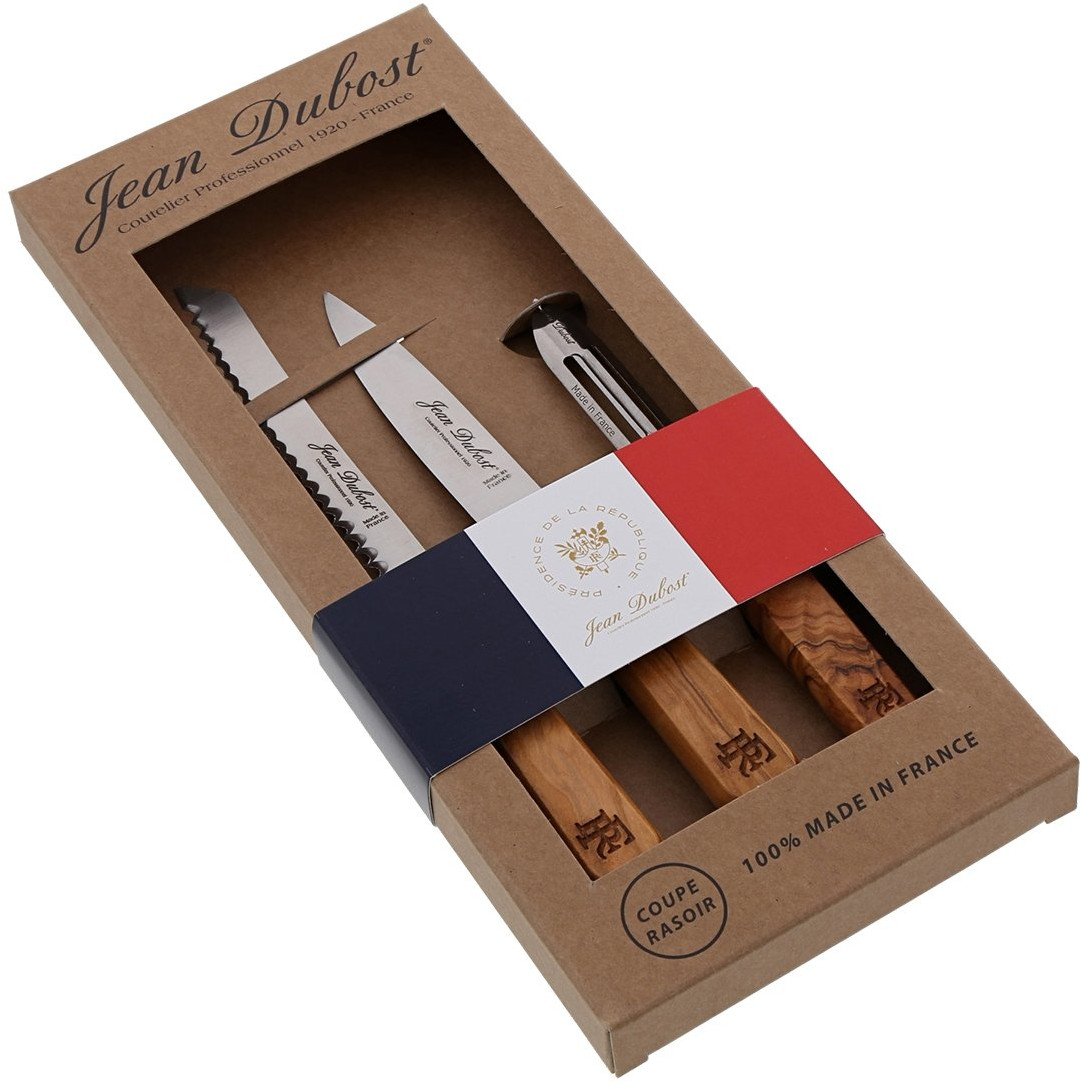 Zestaw 3 nożyków kuchennych - drewno oliwne - pudełko L'ELYSEE / Jean Dubost