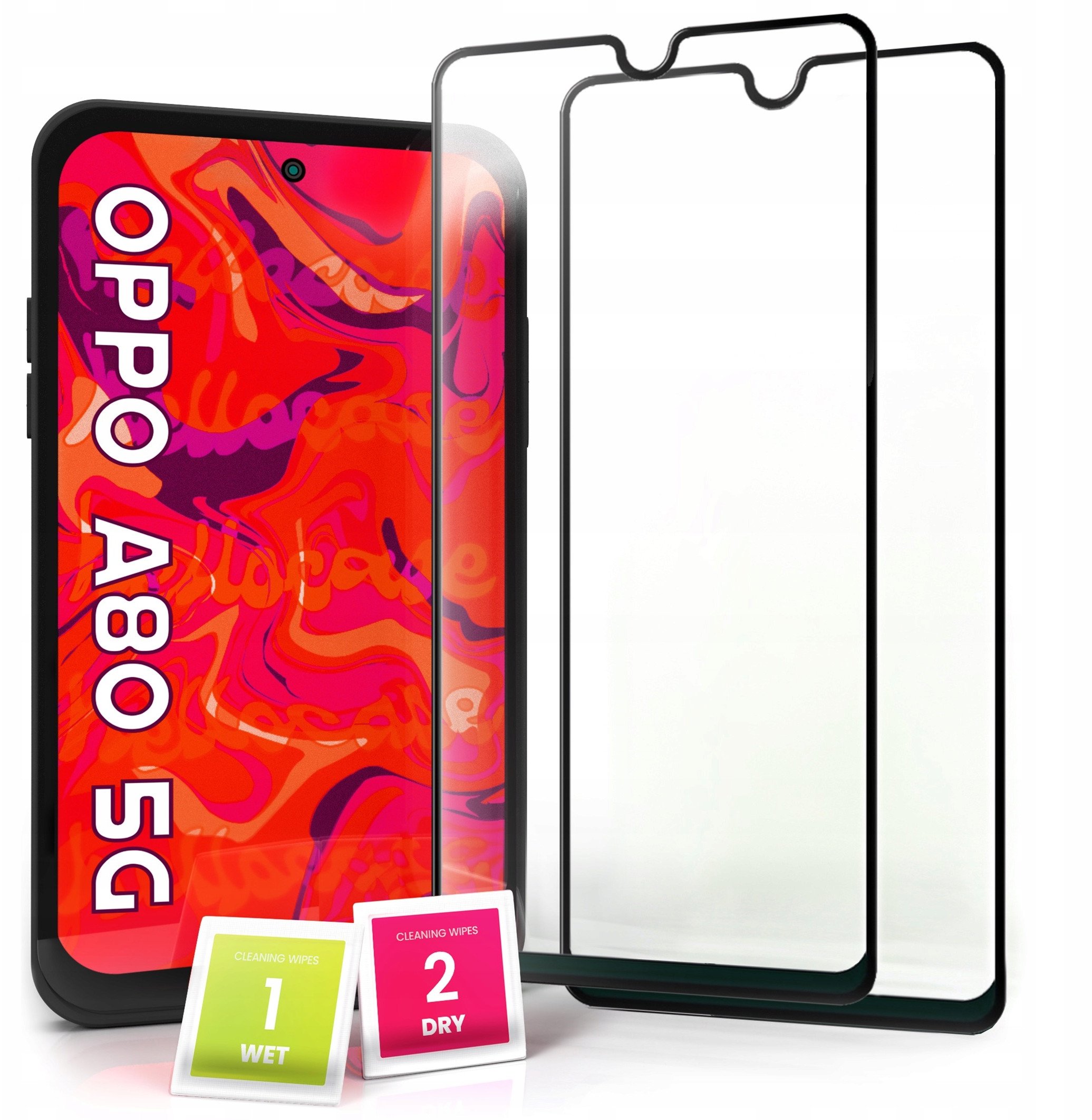 2-PAK Szkło Hartowane do Oppo A80 5G Ochronne Pełne Na cały ekran 5D 9H