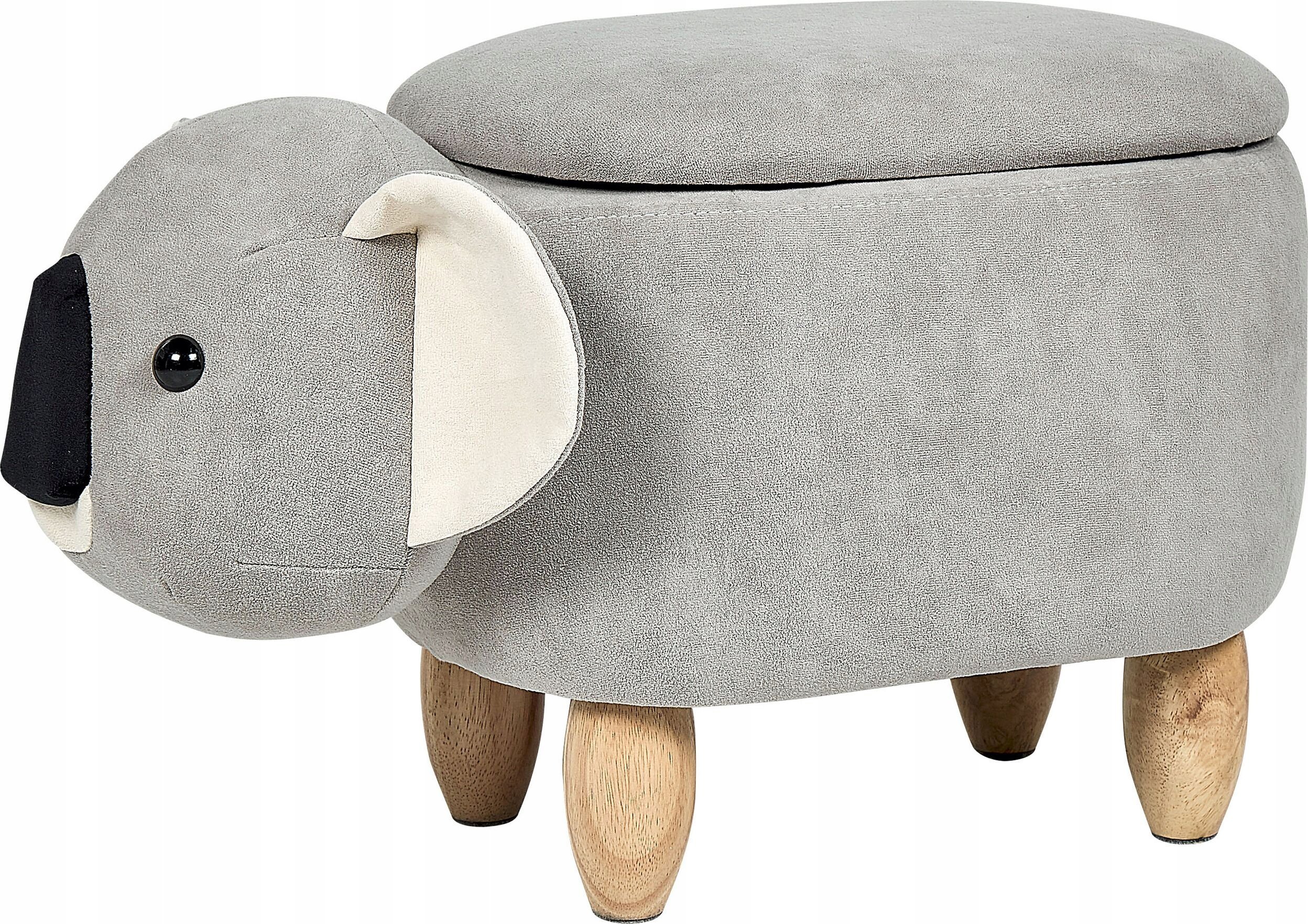 Beliani Pufa zwierzak ze schowkiem welurowa szara COALA