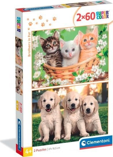 Clementoni Puzzle SuperColor Brothers In Fur 2x60 elementów (24820)