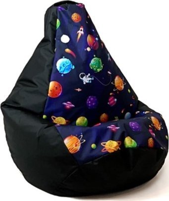 Go Gift Pufa worek sako GRUSZA DRUK czarny-planety L 105x80