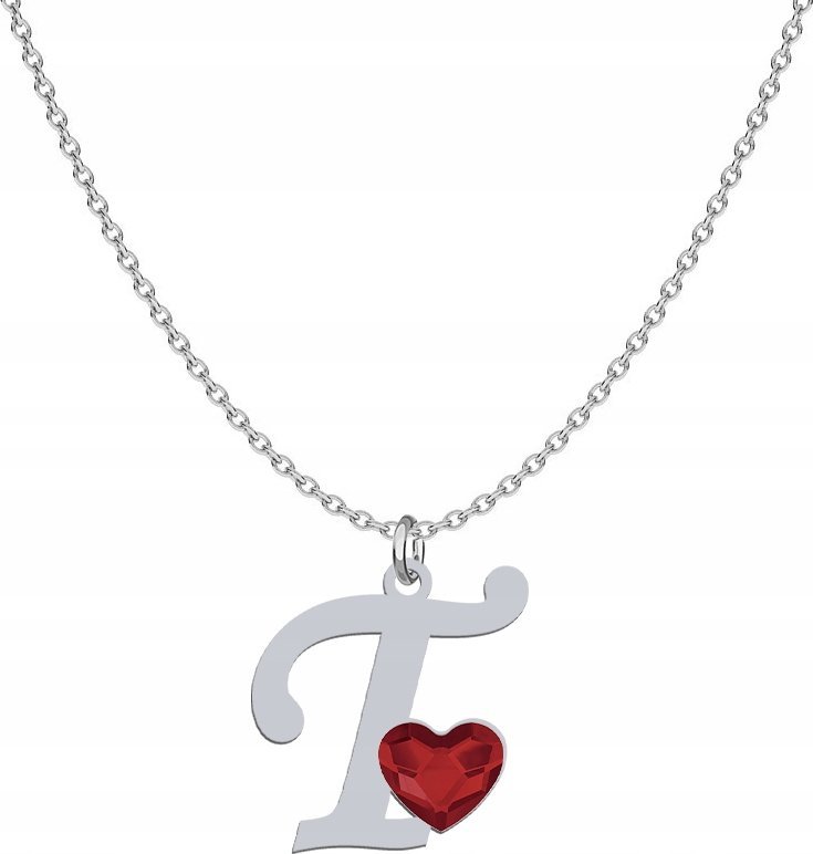 Radziszewska Jewellery Srebrny Naszyjnik LITERA T z sercem DEDYKACJA GRAT