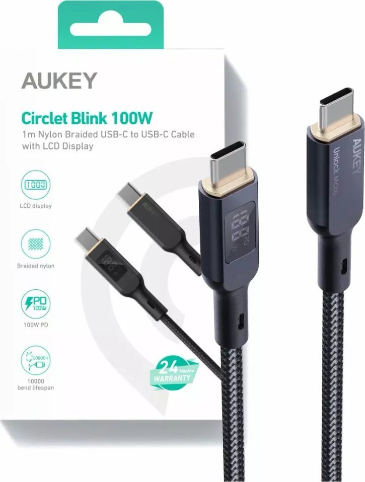 Kabel USB Aukey USB-C - USB-C 1.8 m Czarny (CB-MCC102 BK)