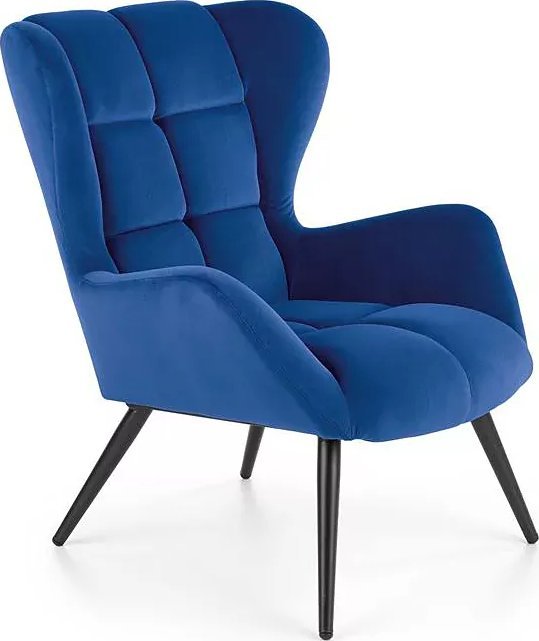 Elior Granatowy pikowany fotel uszak - Bergen