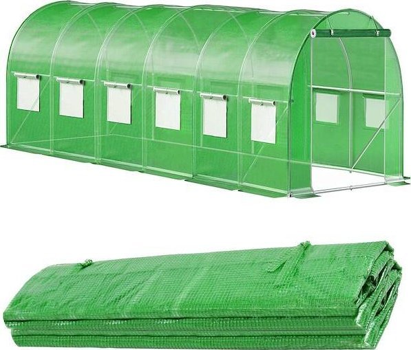 Springos Folia na tunel ogrodowy 6x3x2 m zapasowe poszycie na szklarnię UV-4 140gs/m zielone UNIWERSALNY