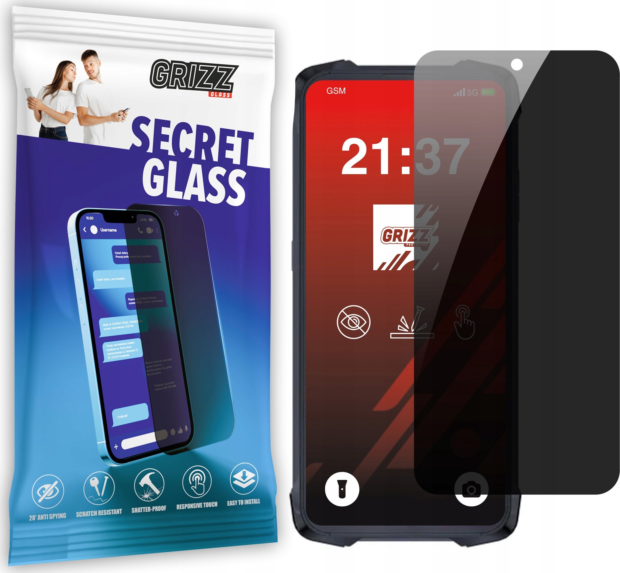 Szkło prywatyzujące GrizzGlass SecretGlass do Cubot King Kong 9