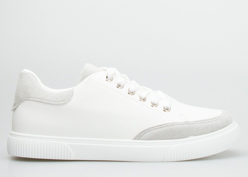 Seastar Tenisówki z szarymi zamszowymi wstawkami białe-40