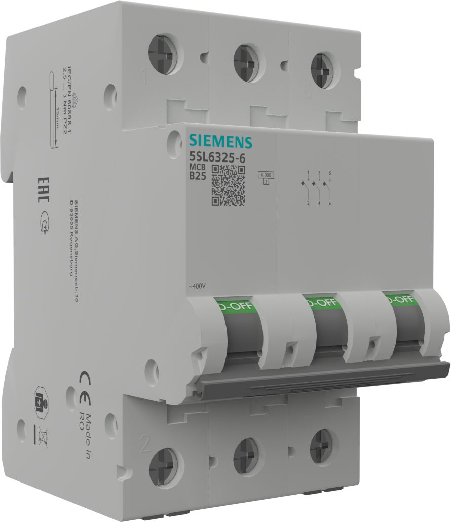 Siemens Wyłącznik nadprądowy 3P B 25A 6kA AC VDE Siemens 8885