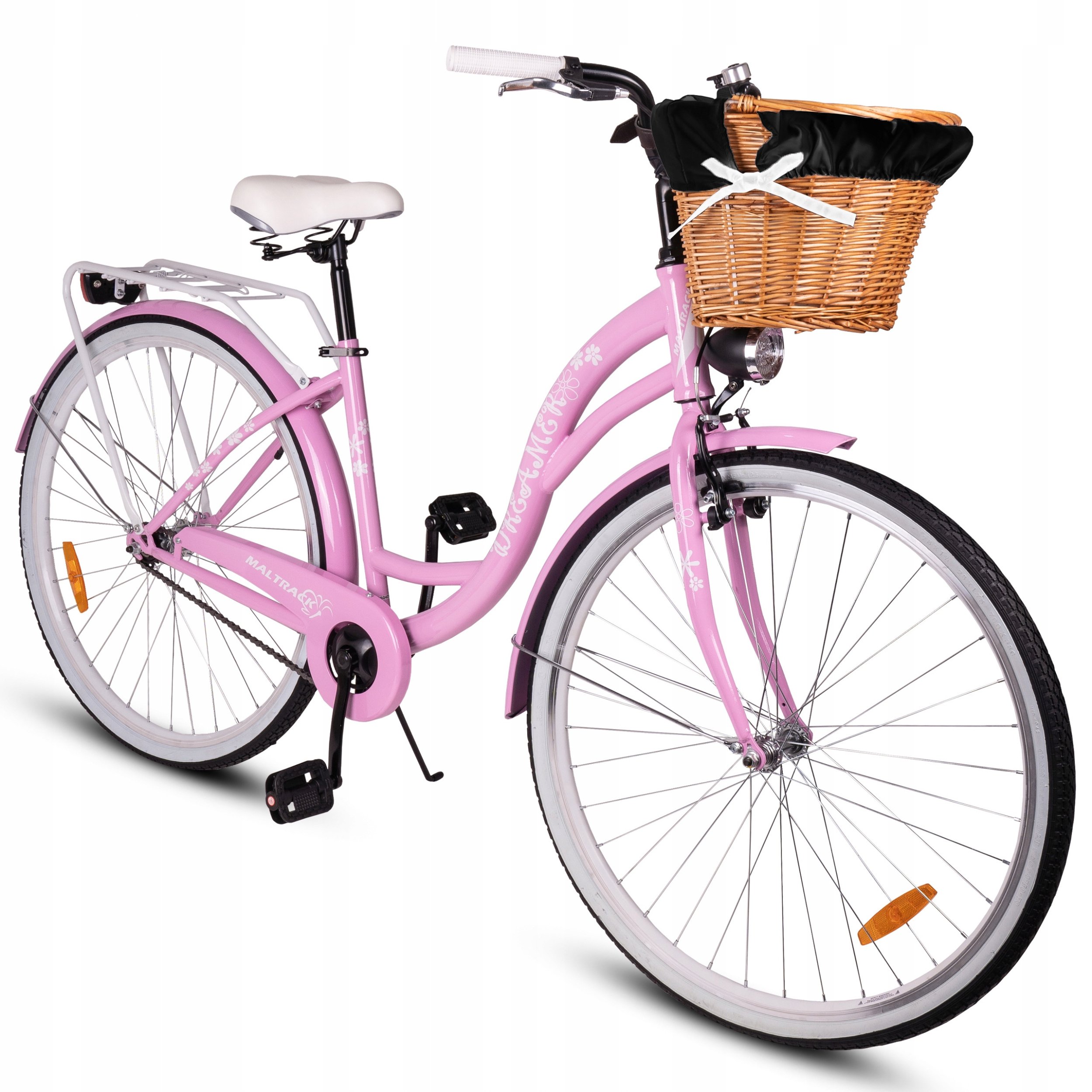 Rower Miejski MalTrack Citybike Dreamer 1-speed Pink 28" + Koszyk Niebieski