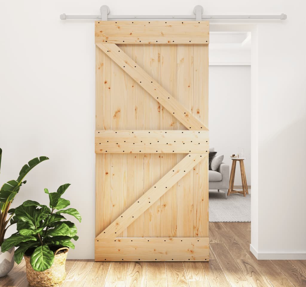 vidaXL vidaXL Drzwi przesuwne z osprzętem, 100x210 cm, lite drewno sosnowe