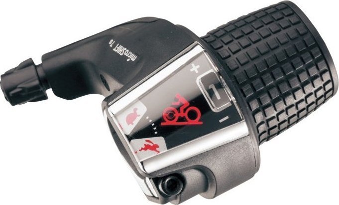 Microshift Manetka MICROSHIFT, Prawa, 7.rzędowa, Kompatybilna z Shimano, Twist Shifter, Optyczny Wskaźnik Przełożeń (NEW)