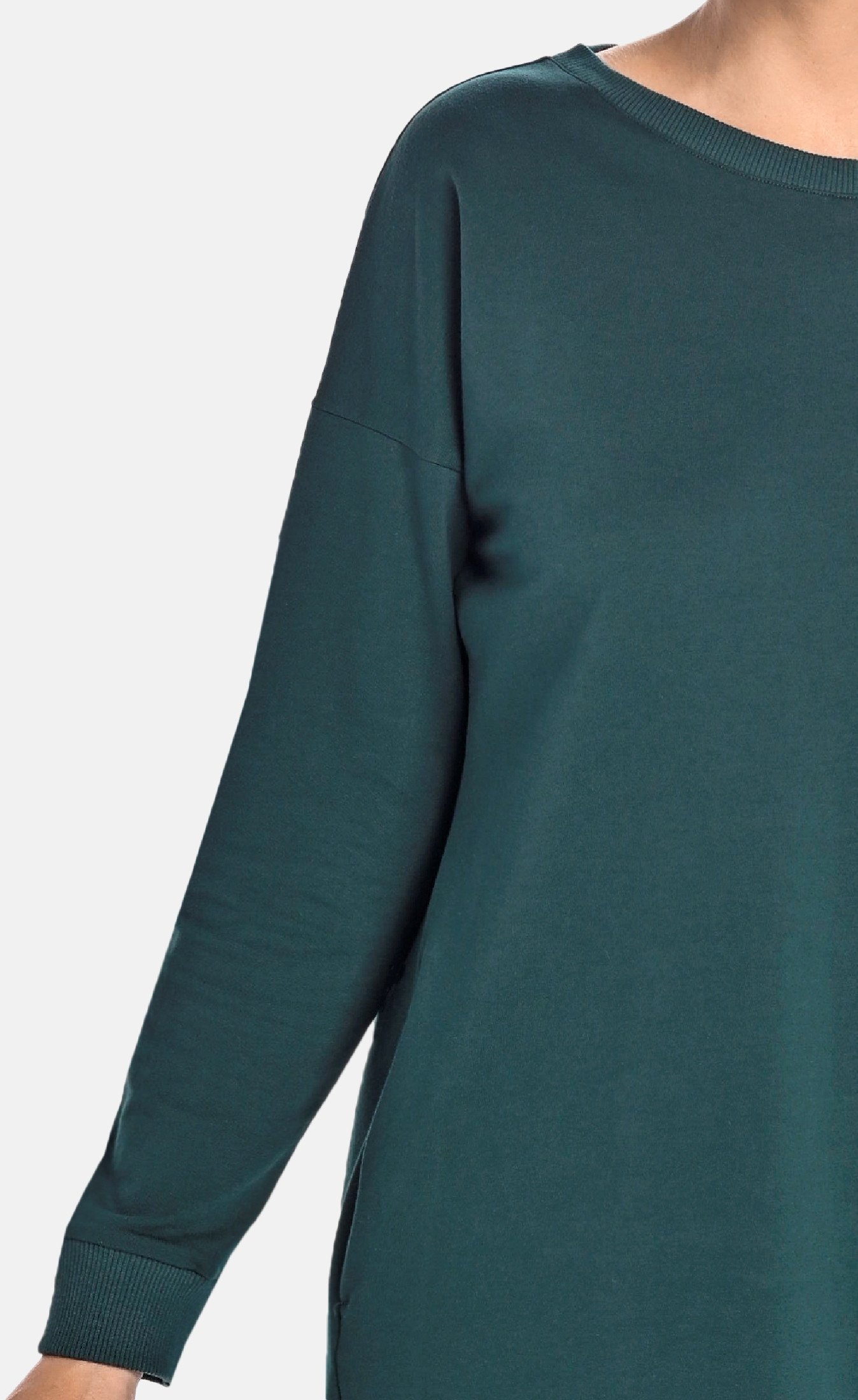 Sukienka bawełniana z długim rękawem Paula butelkowa zieleń Butelkowa Zieleń L