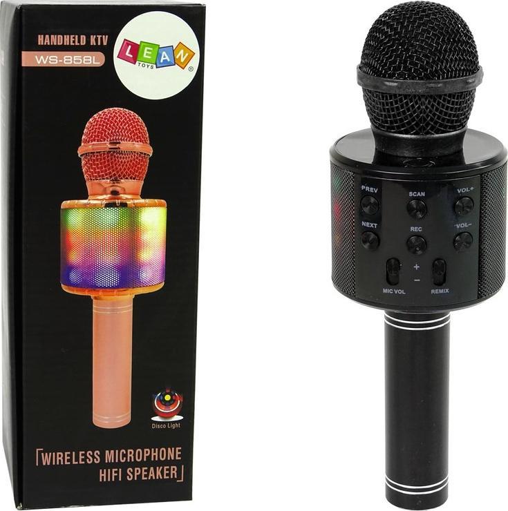 Lean Sport Mikrofon Bezprzewodowy USB Głośnik Nagrywanie Karaoke Model WS-858 Czarny