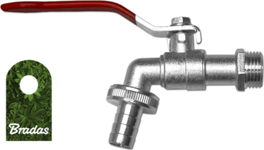 Bradas Kran kulowy ocynkowany ogrodowy 1/2 GZ 3/4 z przyłączem na wąż 1/2 Bradas 3684