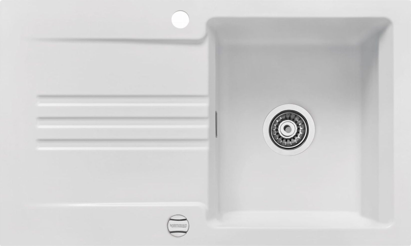 Zlewozmywak SYSTEMCERAM Systemceram Kara 85 Satin, zlewozmywak ceramiczny, korek manualny