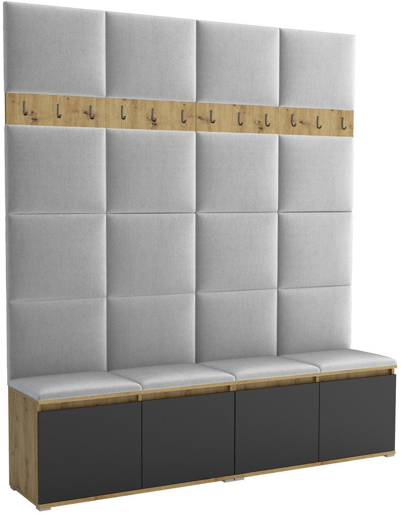 Tapicerowana garderoba Noris II - kolor artisan z czarnym frontem + tkanina Trinity 32