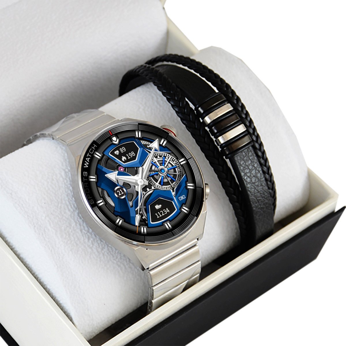 Zestaw męski zegarek SMARTWATCH Rubicon RNCE99 silver + bransoletka Pacific