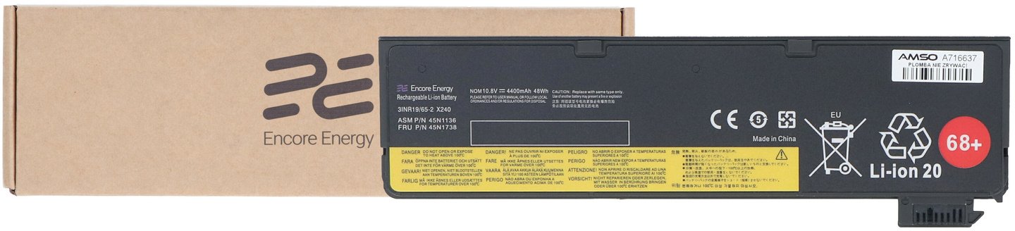 Nowa bateria Encore Energy do Lenovo ThinkPad T440 T450 T460 T550 W550s X240 X250 L450 L460 48Wh 10.8V 4400mAh 45N1125