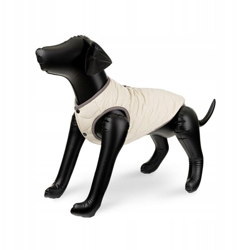 Barry King Kurtka dla psa beżowa, szare wykończenia, pikowana, rozmiar S, 35