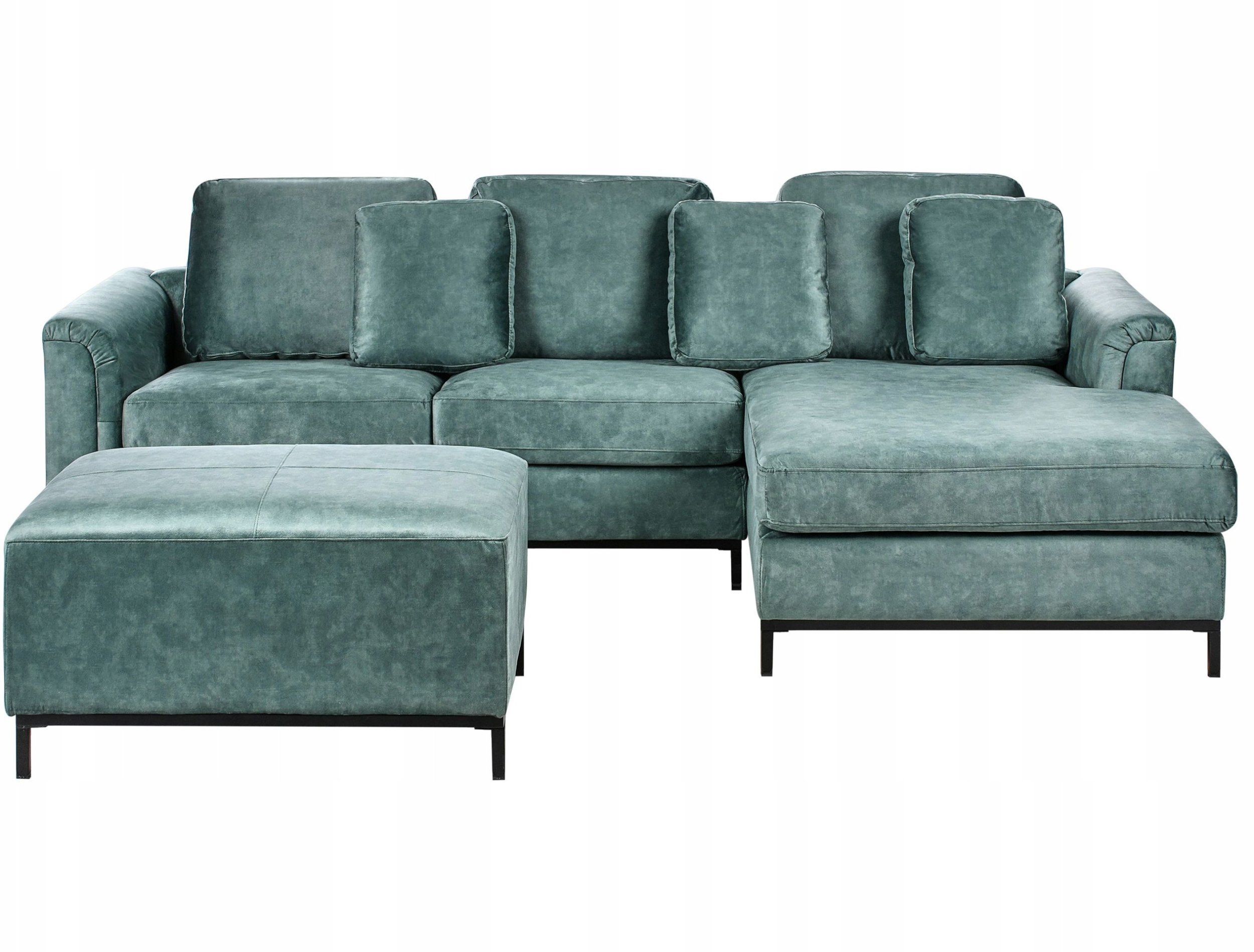 Narożnik dla 5 osób OSLO Welur Lazurowy z otomaną Lewostronny