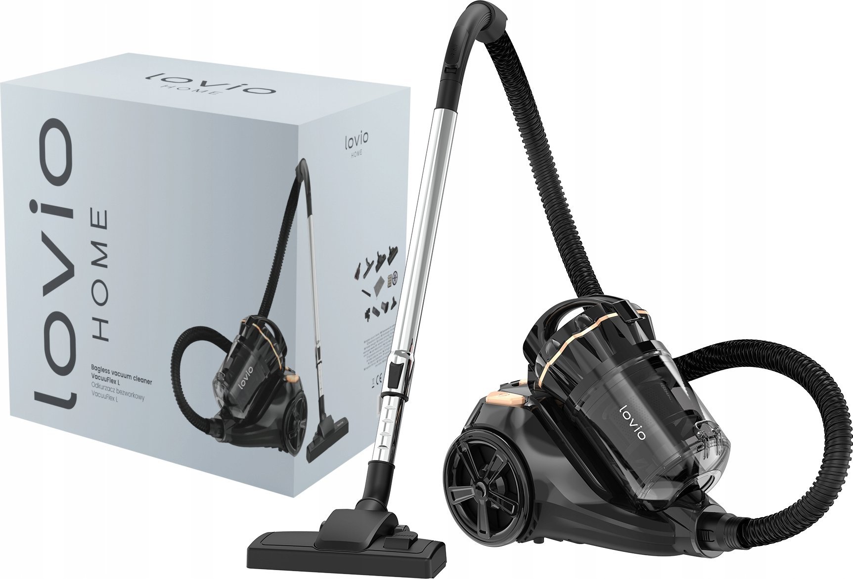 Odkurzacz bezworkowy cyklonowy HEPA Cichy Mocny Kompaktowy 15w1 LOVIO