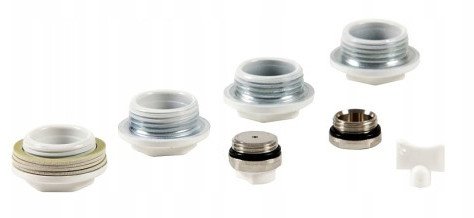 Zestaw korków grzejnikowych z odpowietrznikiem biały