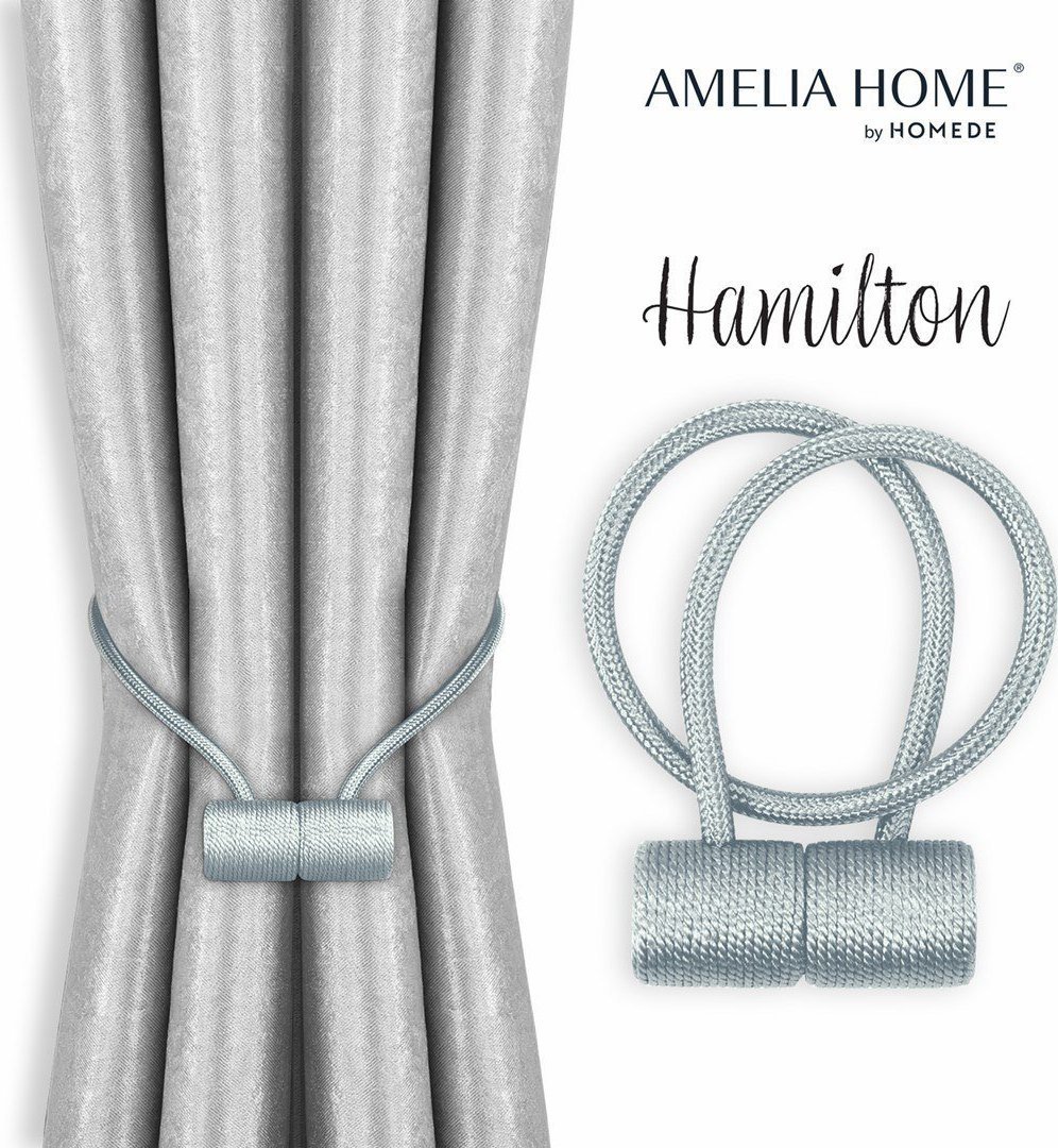 AmeliaHome Upinacze do zasłon AH HAMILTON SILVER 2PCS