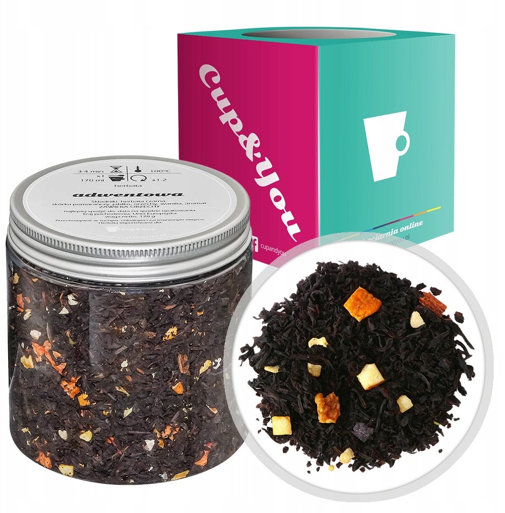 Herbata czarna ADWENTOWA jabłko skórka pomarańczy orzechy wanilia 120g - sypana liściasta herbata PREMIUM Cup&You