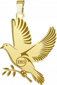 Radziszewska Jewellery Złoty Medalik Gołąb z Hostią 925 Prezent Komunia ŻYCZENIA GRAWER GRATIS
