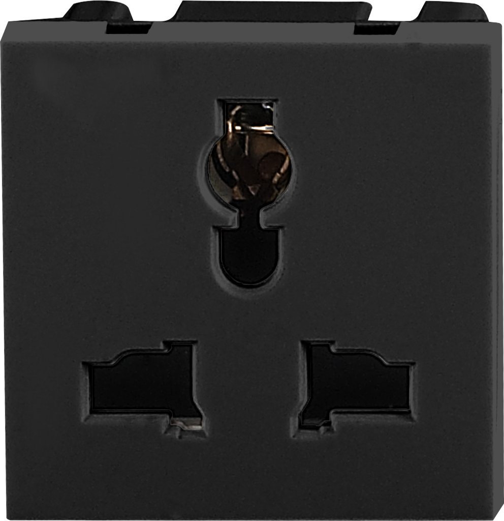 Orno NOEN UK, gniazdo modułowe 45x45mm 3-pinowe multifunkcjonalne, 10A, 250V, czarne