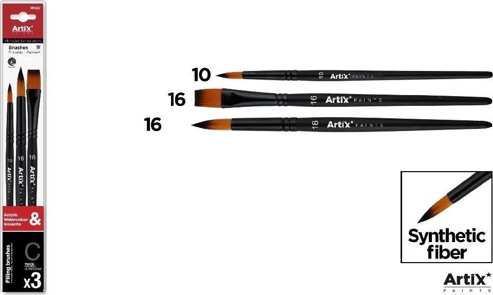 Pędzle syntetyczne zestaw C 3szt