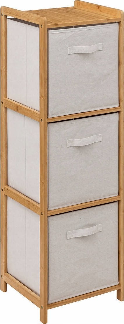 5five Wysoki regał bambusowy TIDY z 3 materiałowymi koszami, wys. 109,5 cm