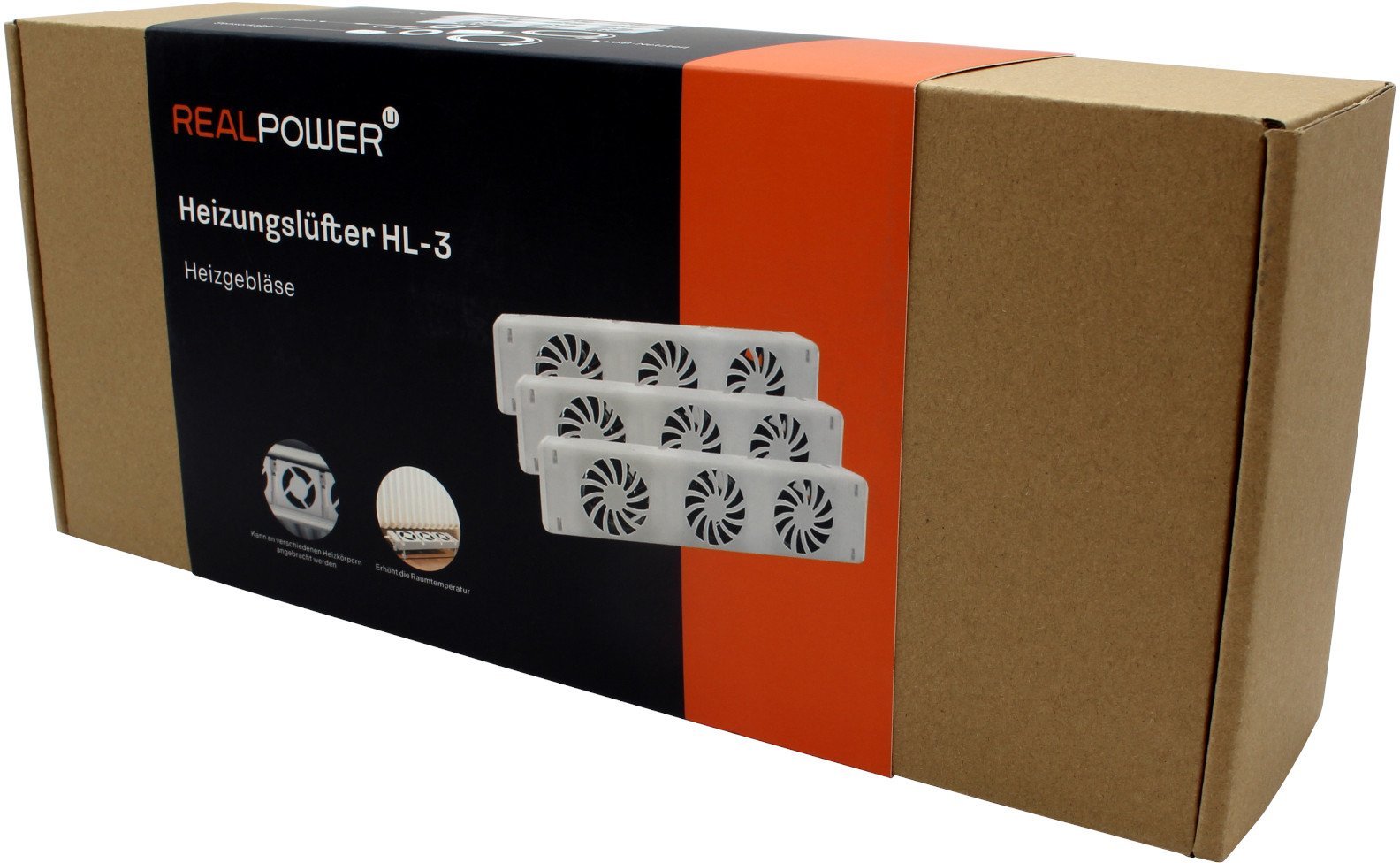 REALPOWER Heizungslüfter HL-3,3er Set mit 3 Ventilatoren