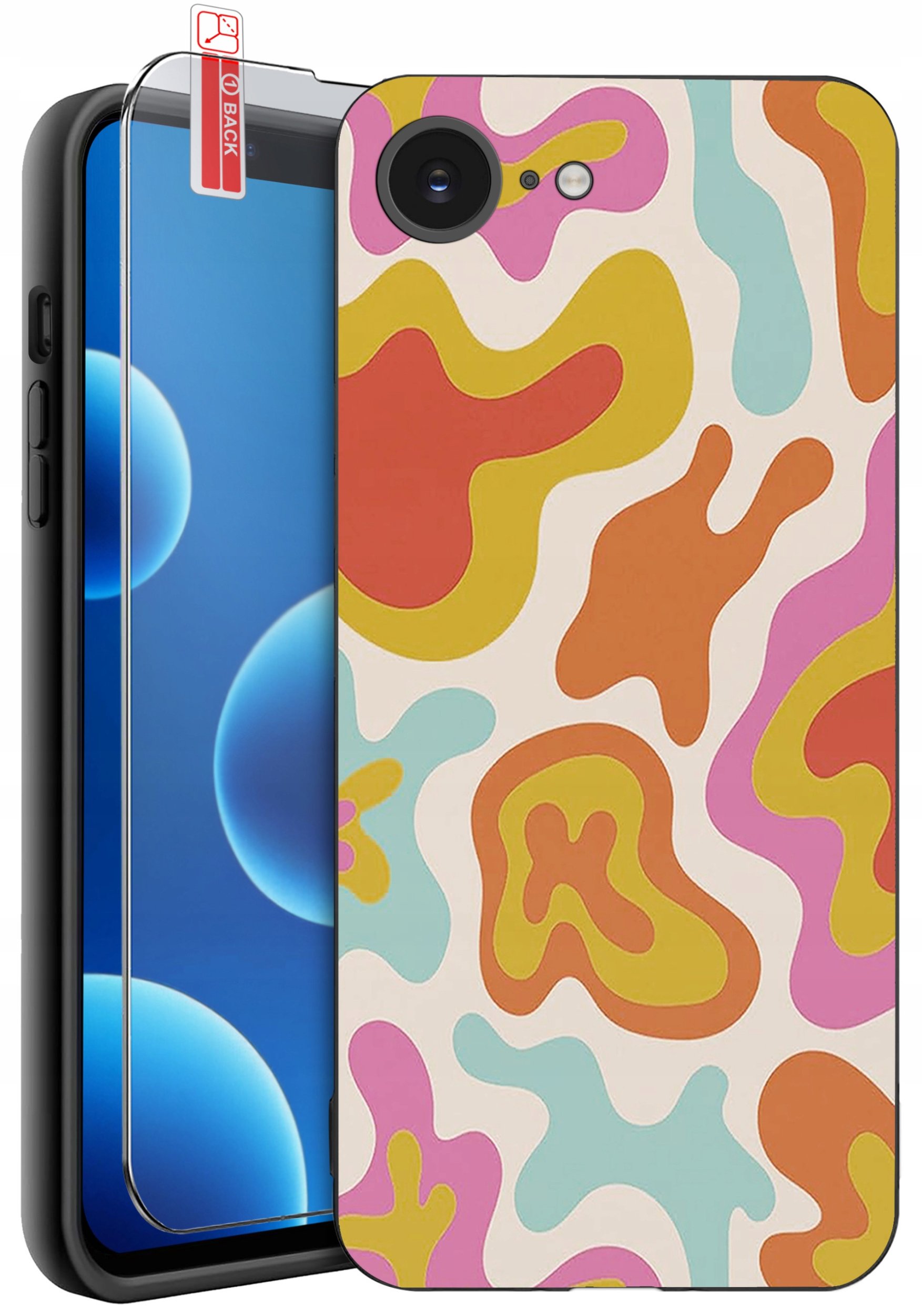 ETUI do iPhone 16e | WZORY | SILIKONOWE MATT CASE + SZKŁO 9H