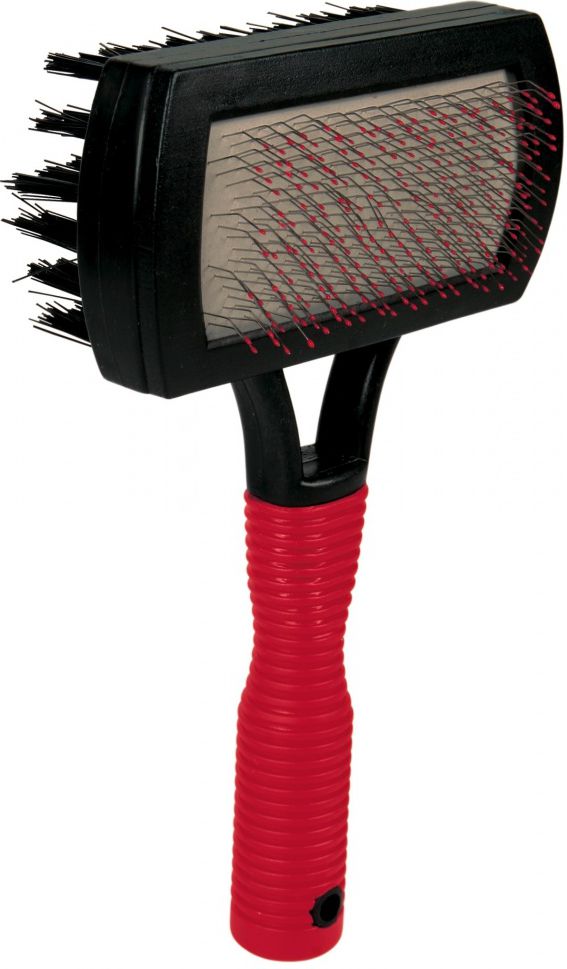 Trixie MIĘKKA SZCZOTKA DWUSTRONNA Z GUMOWĄ RĄCZKĄ 10 x 17 cm