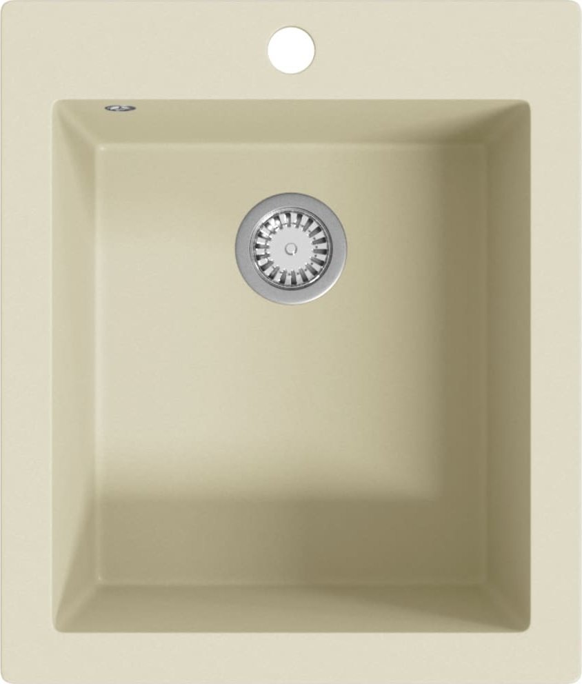 Zlewozmywak vidaXL Granitowy zlewozmywak jednokomorowy, beżowy