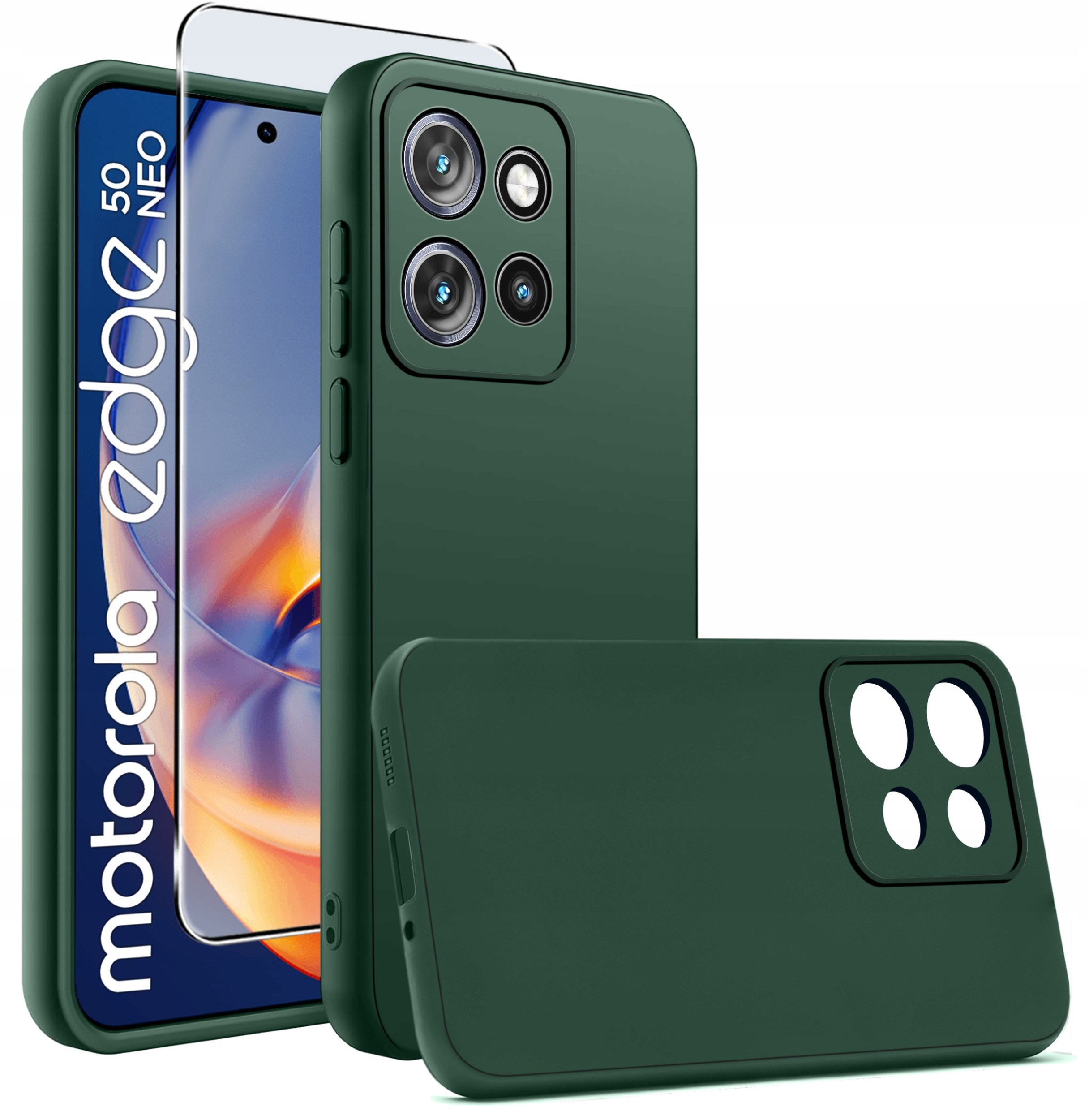 Etui do Motorola Moto EDGE 50 Neo silikonowe MATOWE CZARNE + Szkło ochronne