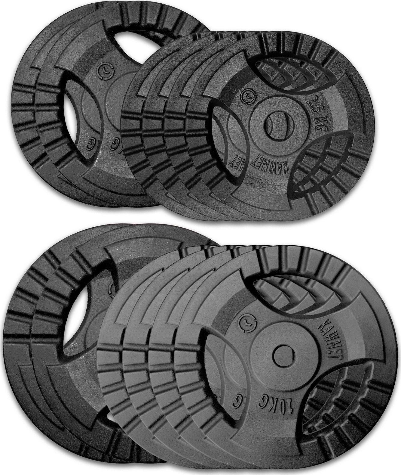 Kawmet Zestaw obciążeń żeliwnych 100kg (28,5 mm) - 2x20 kg, 4x10 kg, 2x5 kg, 4x2,5 kg