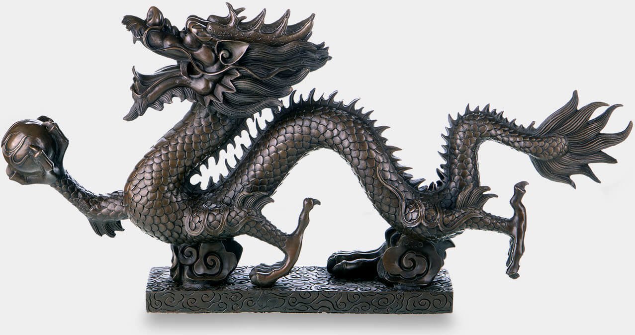 rzezbyzbrazu Chiński Smok Duży Rzeźba z Brązu