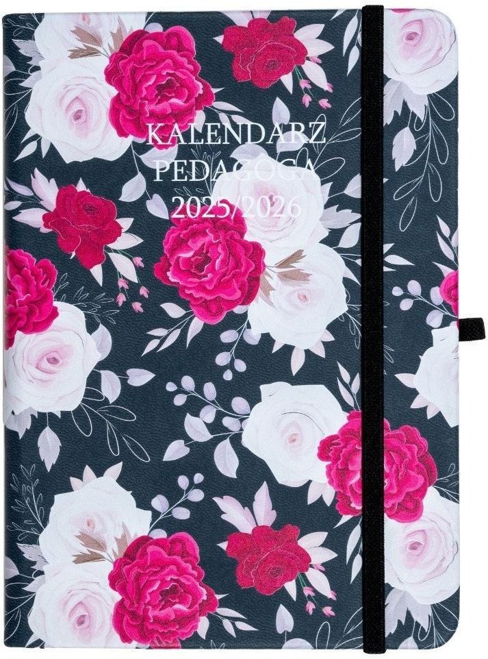 Kalendarz pedagoga 2025/26 B6 tyg Salsa czer-kwiat
