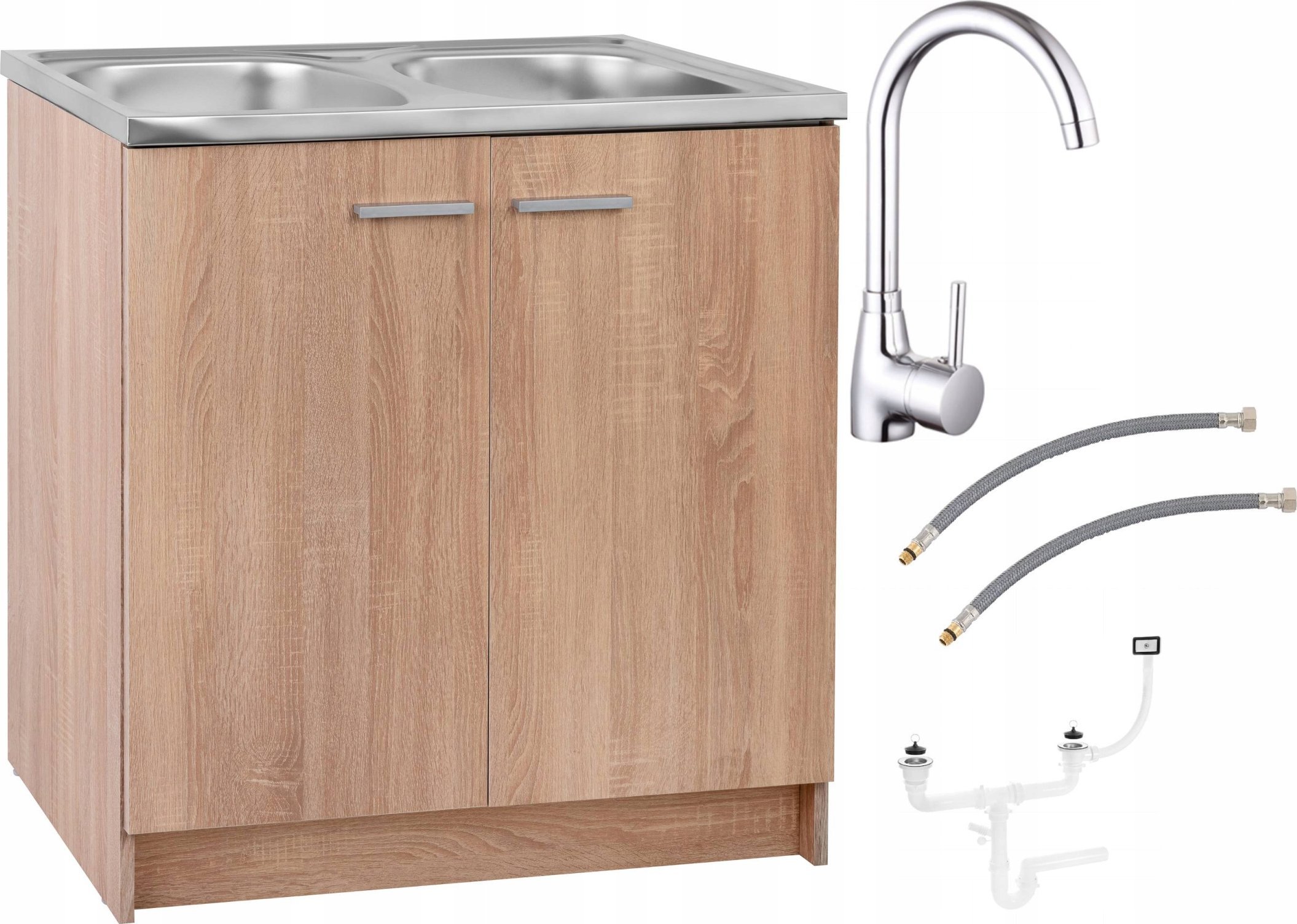 Szafka kuchenna sonoma zlew 2 komory bateria syfon