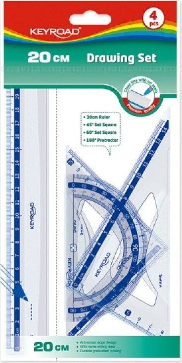 Keyroad Zestaw geometryczny KEYROAD, plastikowy, transparentny