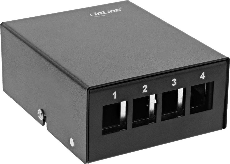 InLine InLine® Desktop Consolidation Point Box 4x Keystone RJ45, metal, black RAL9005