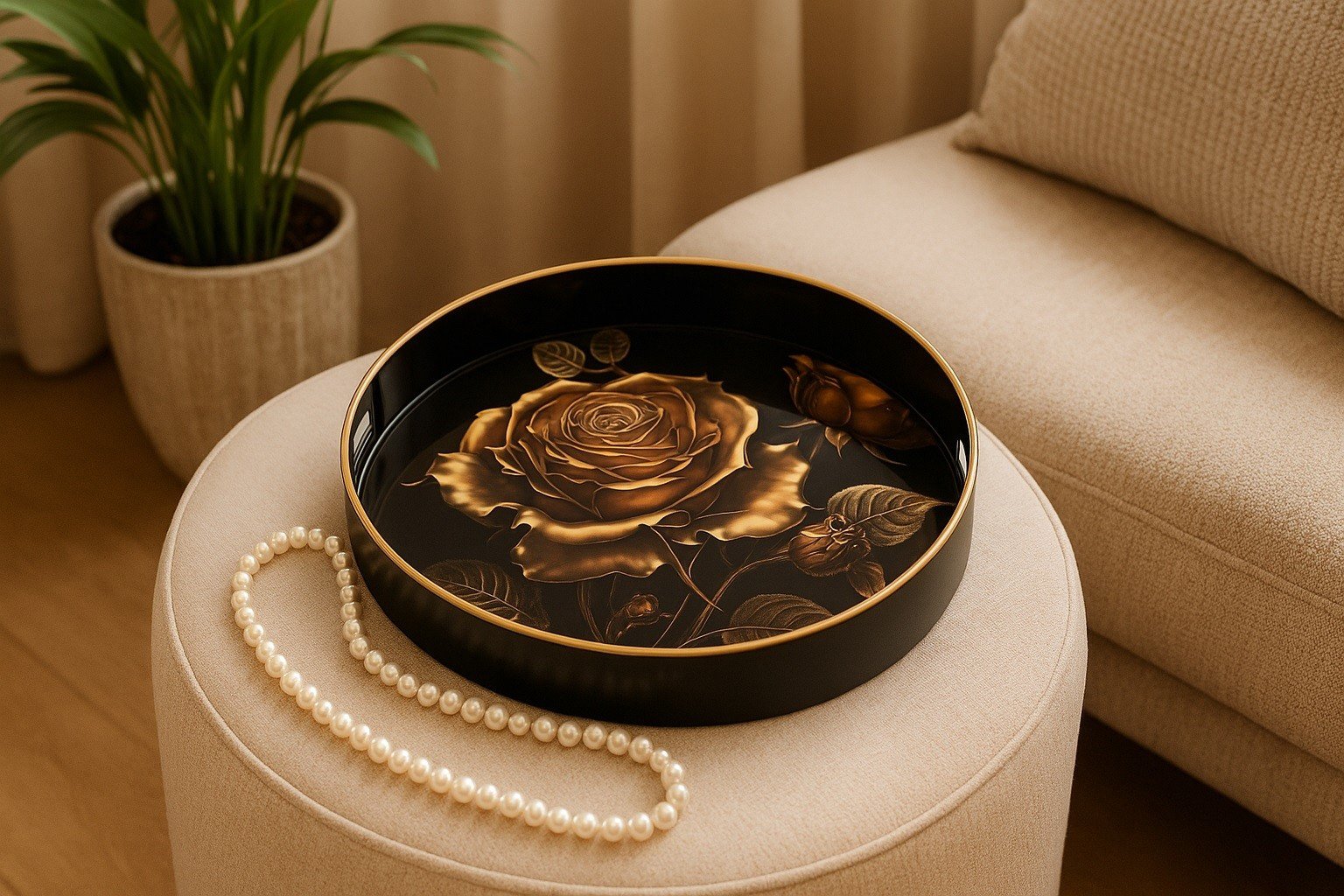 Taca dekoracyjna 37 cm Złota róża 172023