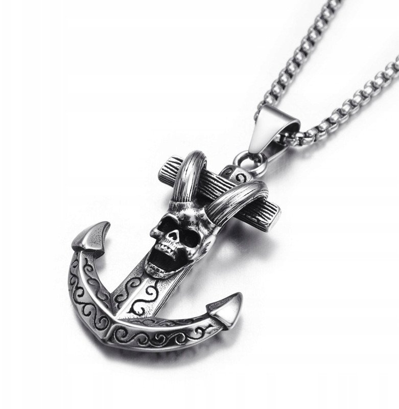 NASZYJNIK Srebrny MARYNARZ PIRACI KOTWICA 378