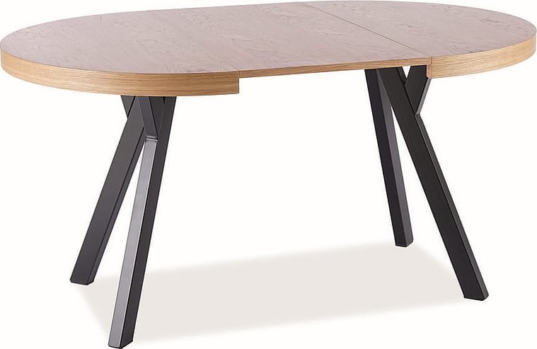 SIGNAL MEBLE Stół rozkładany DOMINGO 100 (100-250) okleina dębowa/czarny SIGNAL