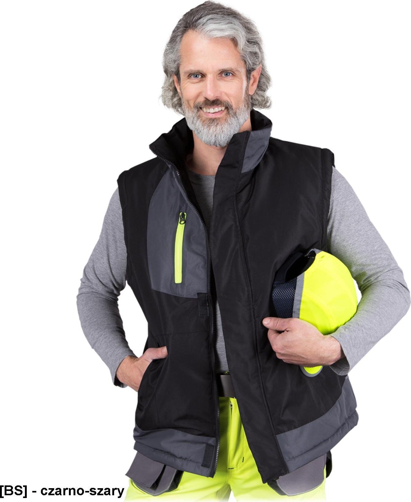 R.E.I.S. HYPER-V - bezrękawnik ocieplany polarem, suwak, rzep, 5 kieszeni, powłoka 100% poliester, 150-160 g/m2 L